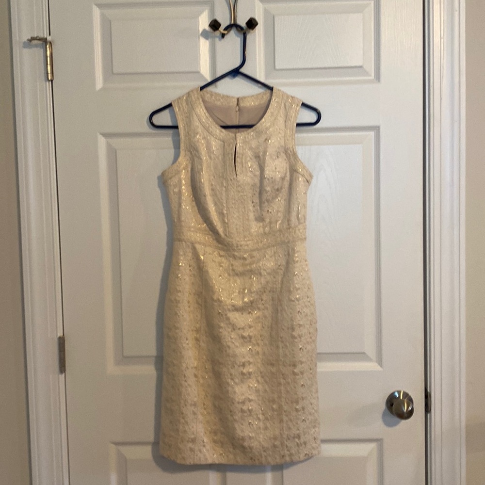 Champagne metallic sheath cocktail dress